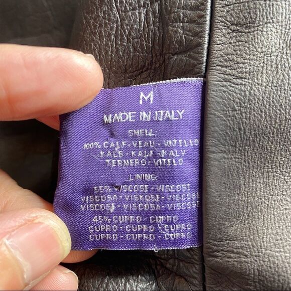 Ralph Lauren Collection Made in Italy Brown Distressed Calf Cavalry Moto Jacket - Picture 12 of 13